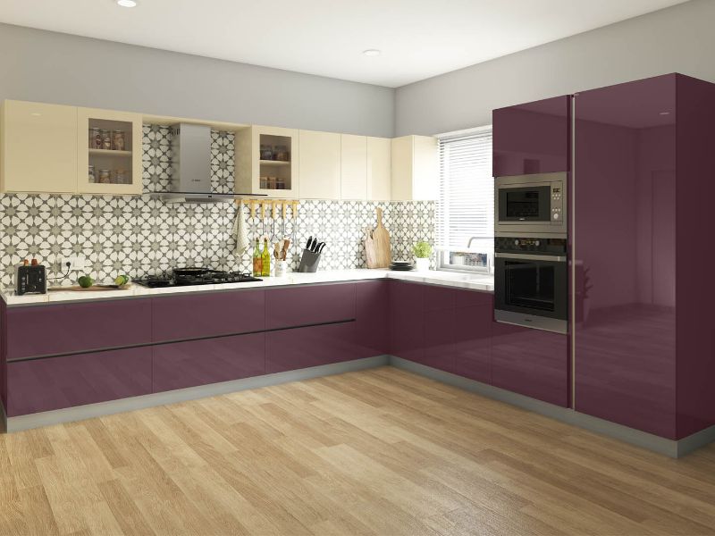 Passion Flower L-Shaped Modular Kitchen in India