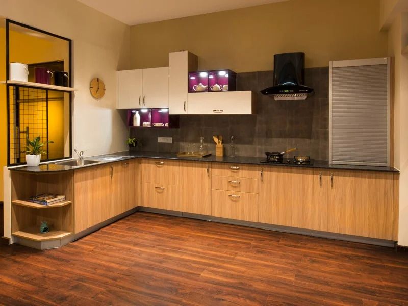 Sunny Side L-Shaped Modular Kitchen in India